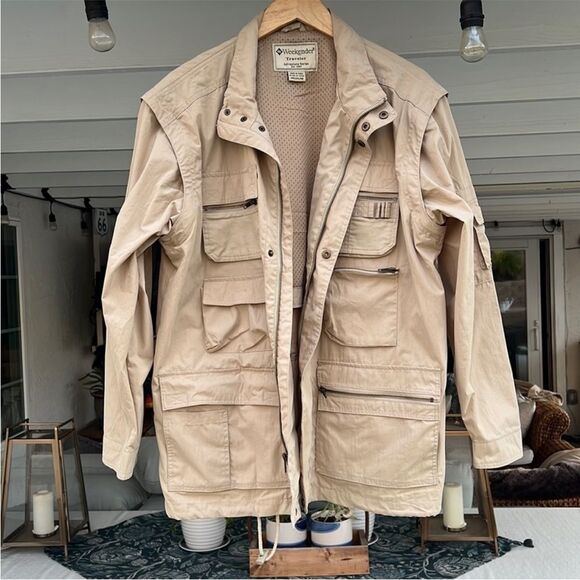 Weekender Convertible Jacket Traveler Adventure Series Khaki/Tan Mens Size Large - Picture 2 of 16